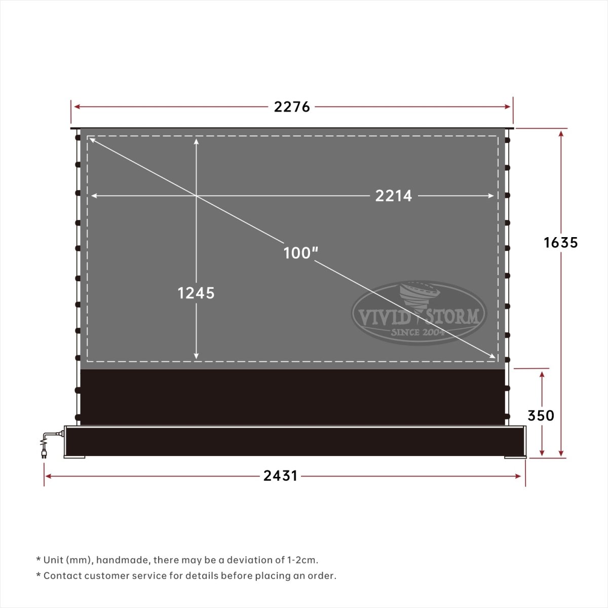 Vividstorm Motorlu S Pro UST ALR Perde 100" Beyaz