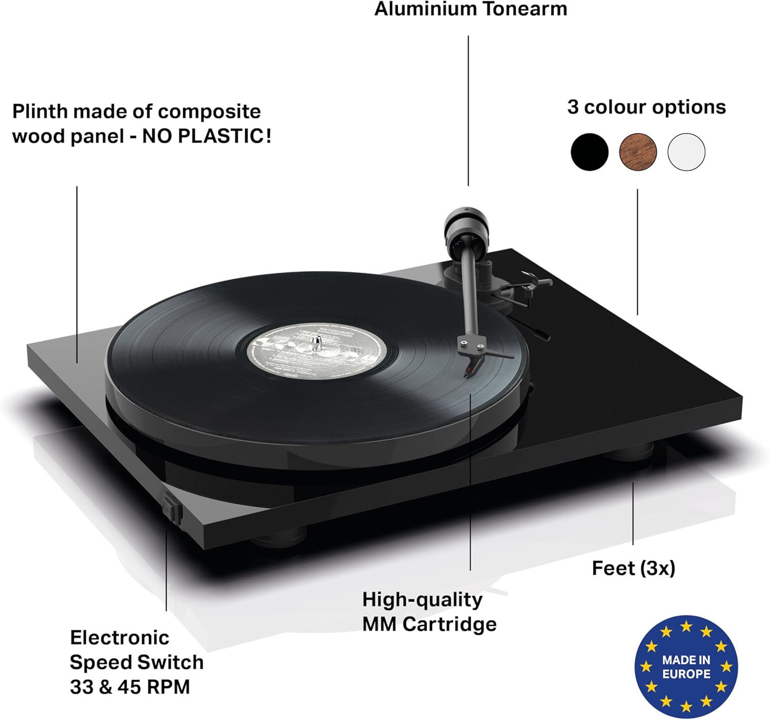 Pro-Ject E1 OM5E Pikap Siyah