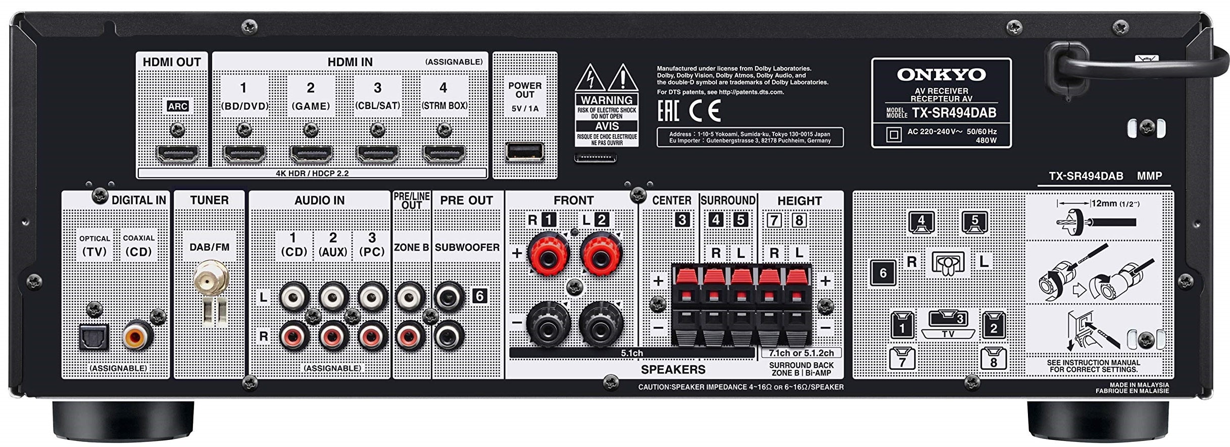 Onkyo TX-SR494 DAB 7.2 8K A/V Surround Receiver